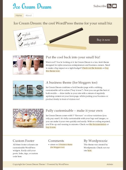 Ice Cream Dream WordPress Theme