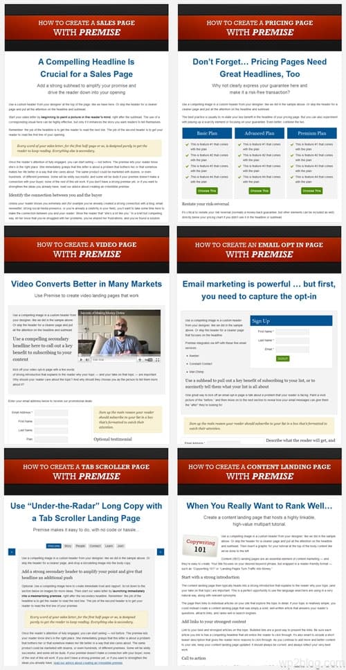 premise wordpress landing pages