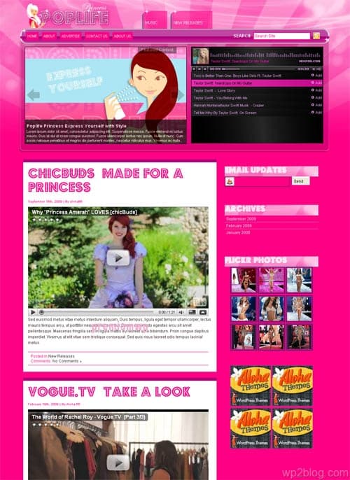 PopLife Princess Premium WordPress Theme