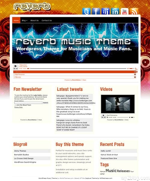reverb music wordpress theme
