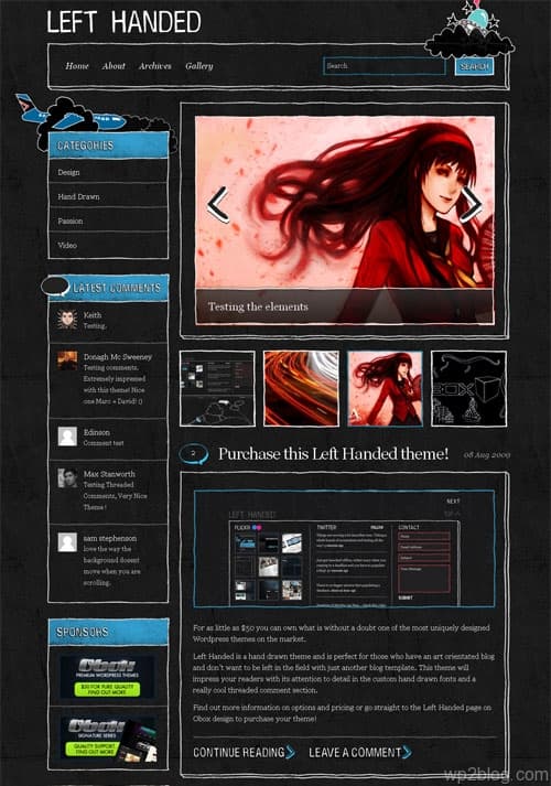 left handed wordpress theme