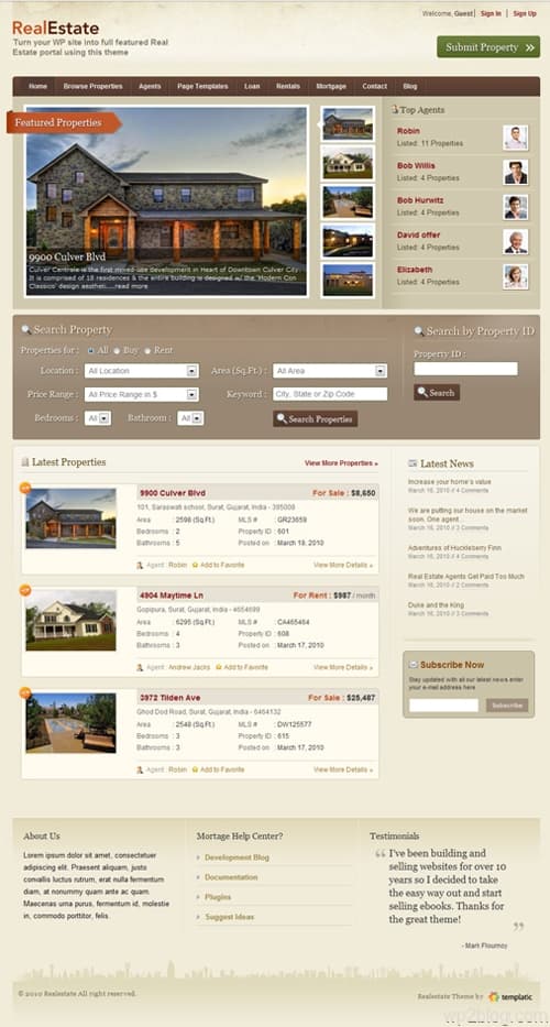 Real Estate WordPress Theme