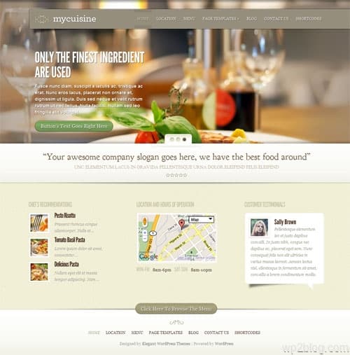 My Cuisine Restaurant WordPress Theme