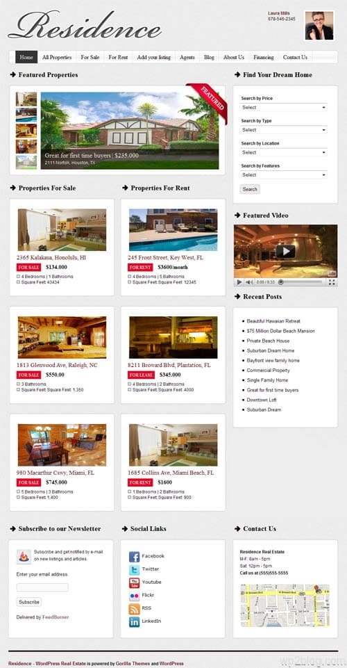 Residence Real Estate WordPress Theme