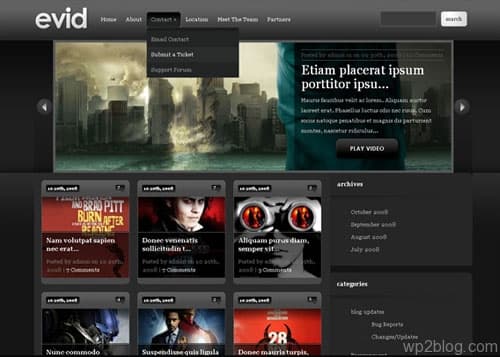 evid dark wordpress theme