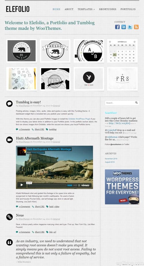 Elefolio Micro-blogging WordPress Theme