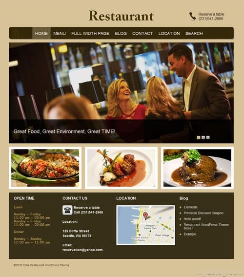 Restaurant WordPress Premium Theme