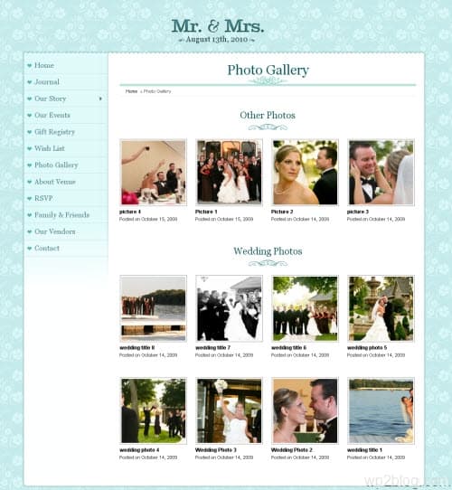 mr and mrs wedding wordpress theme