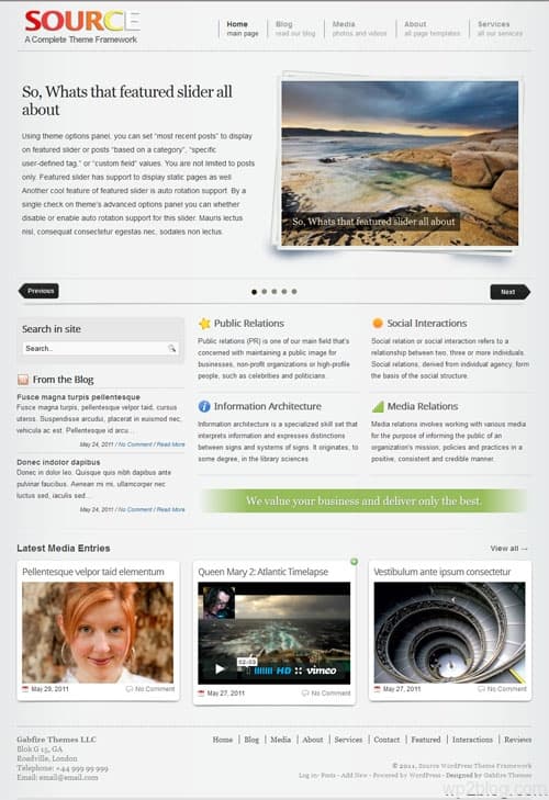 source wordpress theme