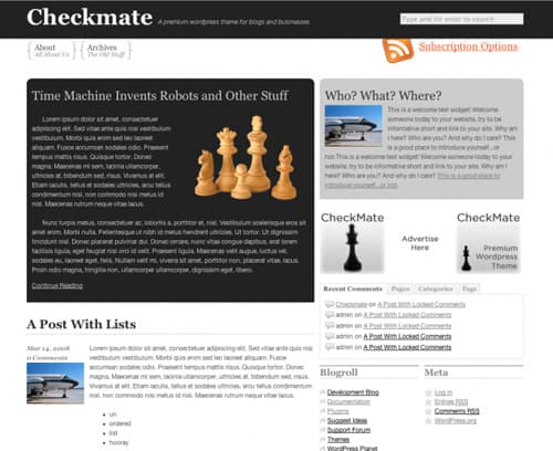 Checkmate wordpress theme