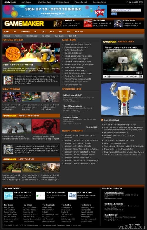 gamemaker wordpress theme