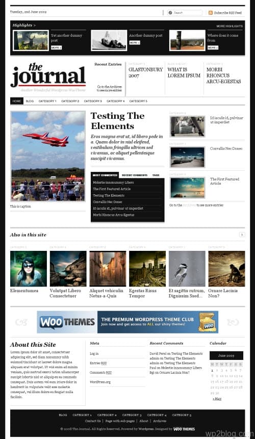 the journal WordPress premium theme from WooThemes
