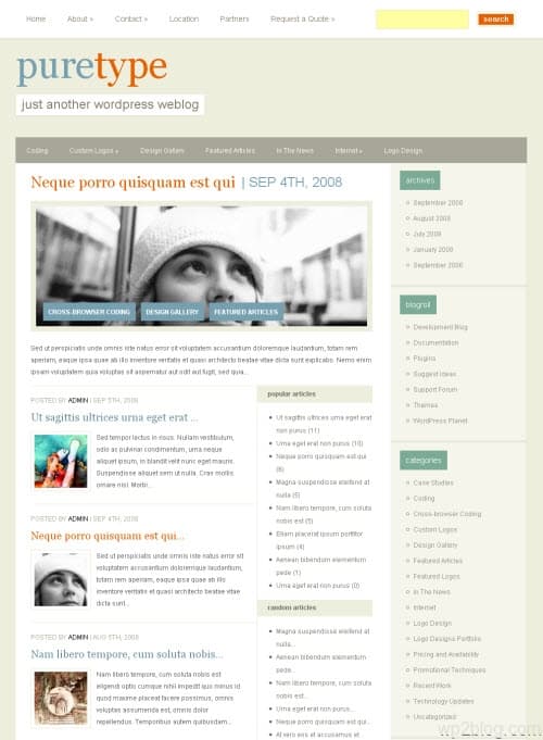 puretype wordpress theme