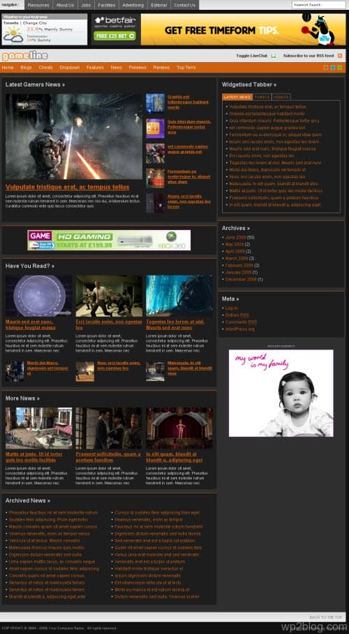 gameline wordpress theme