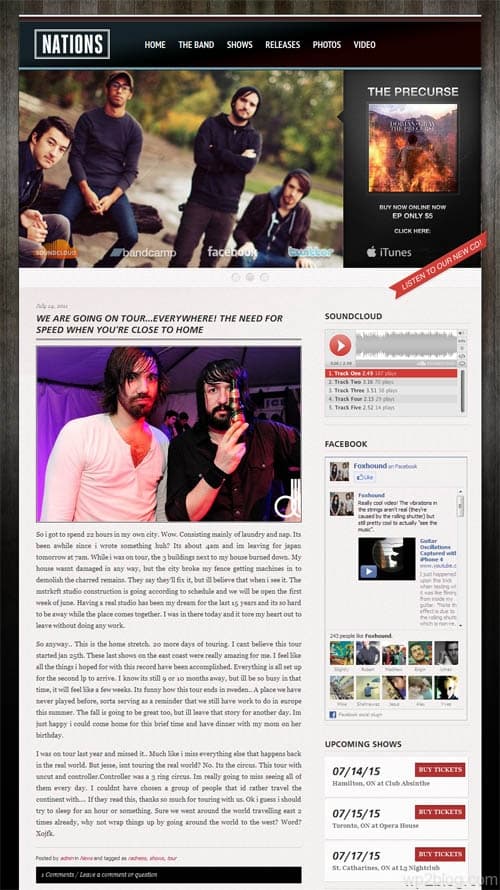 Grammy WordPress Band Theme