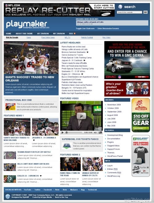 Playmaker wordpress theme
