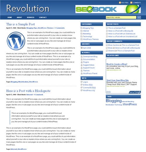 Revolution Blog Theme