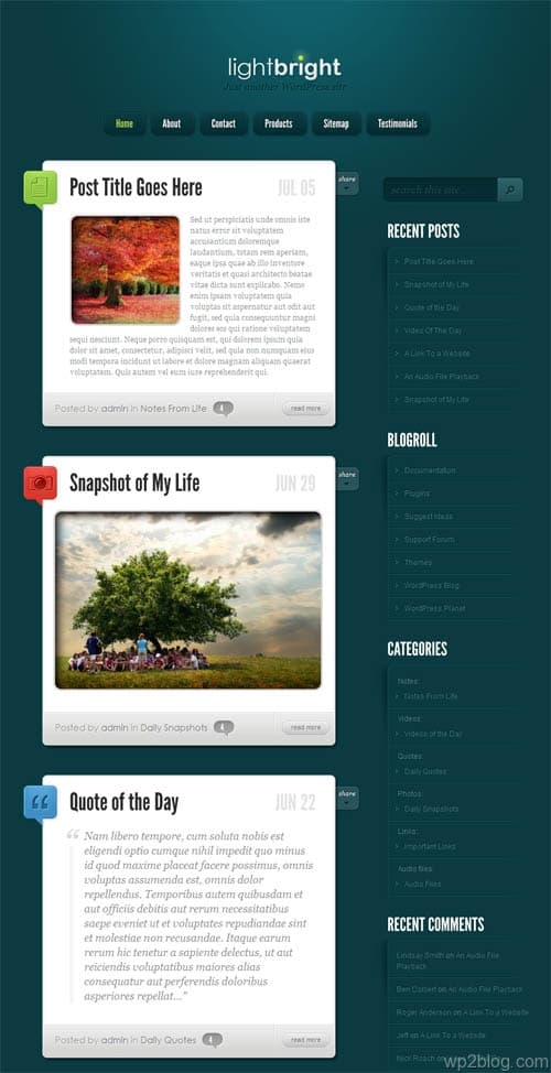 LightBright Microblog WordPress Theme