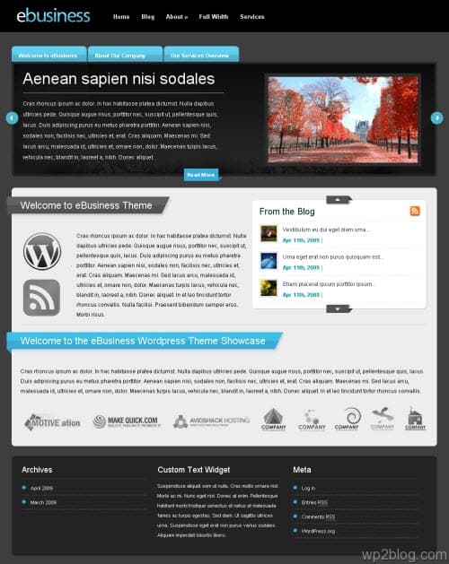 ebusiness wordpress theme elegant themes