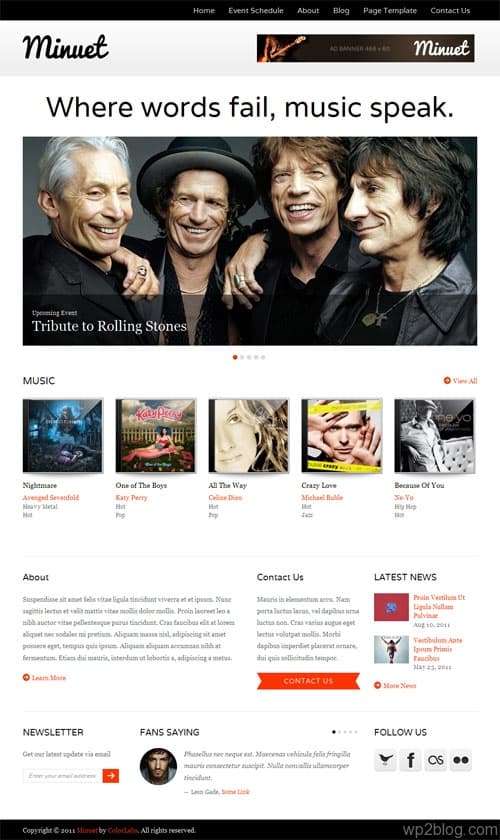 Minuet Music Business WordPress Theme