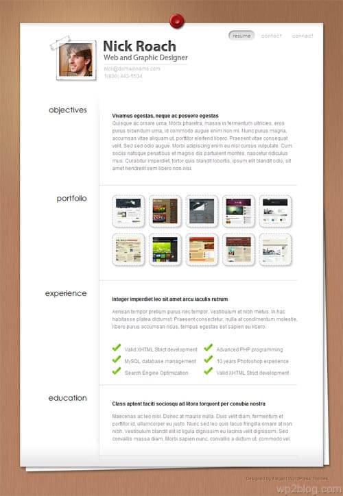 resume wordpress theme