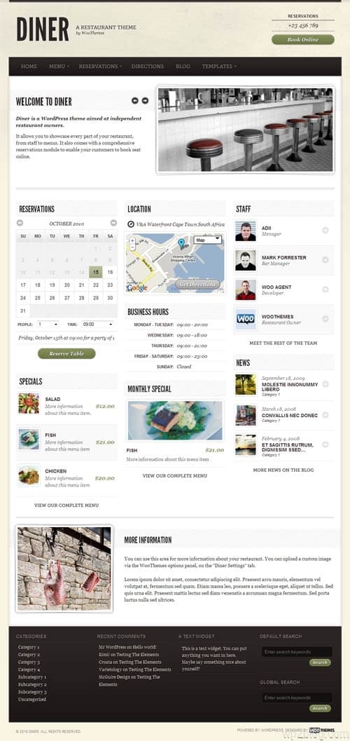 Diner Restaurant WordPress Theme