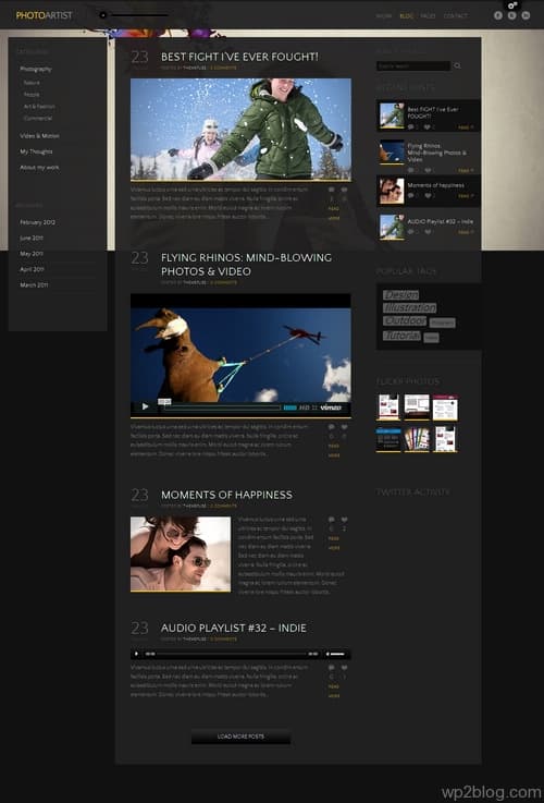 PhotoArtist Theme Blog Layout