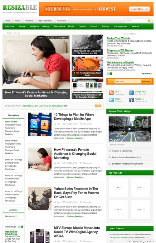 Resizable WordPress Theme