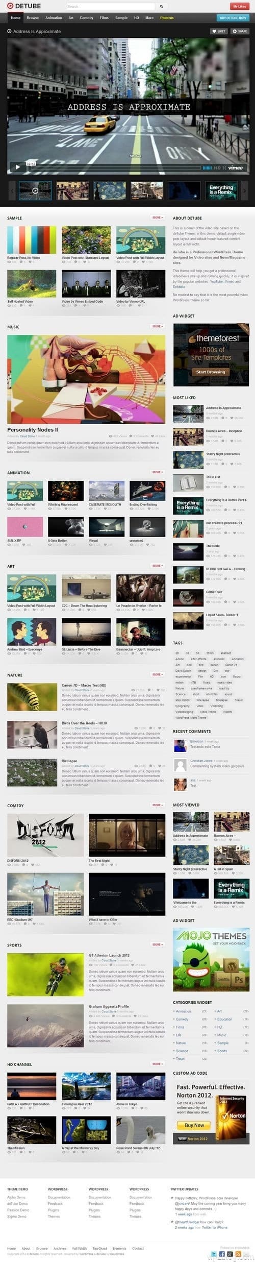 deTube WordPress Theme