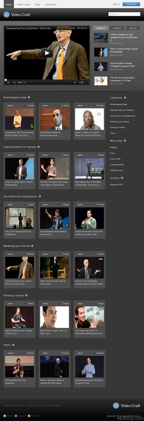 VideoCraft WordPress Theme