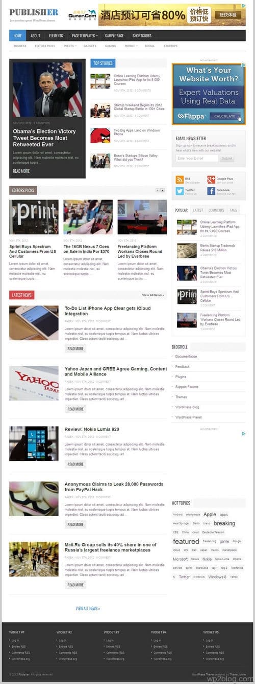 Publisher Magazine WordPress Theme