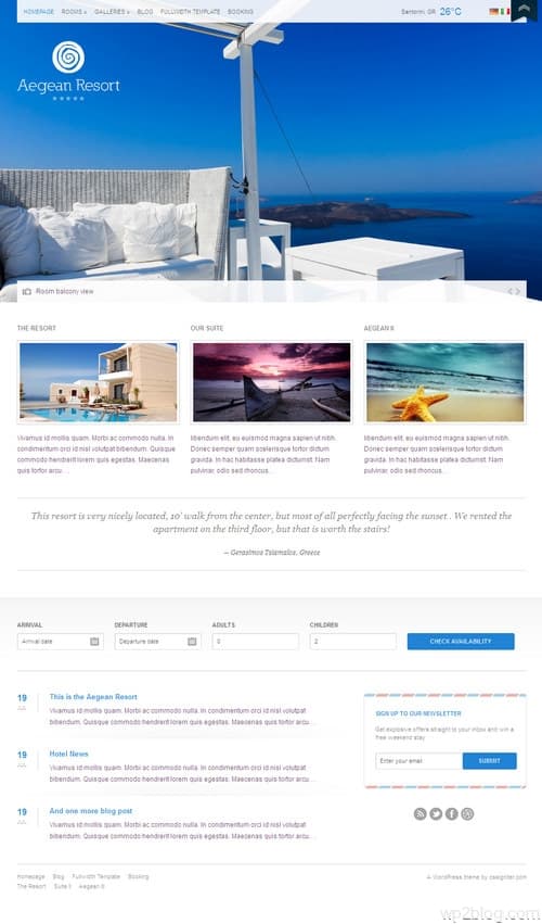 Aegean Resort WordPress Theme