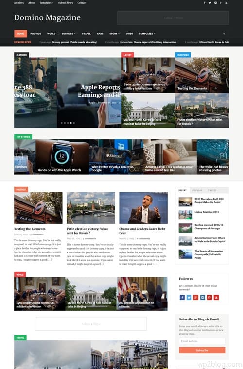 Domino magazine WordPress Theme